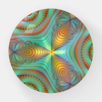 Colorful Fractal Art Abstract Paperweight by robmolily at Zazzle