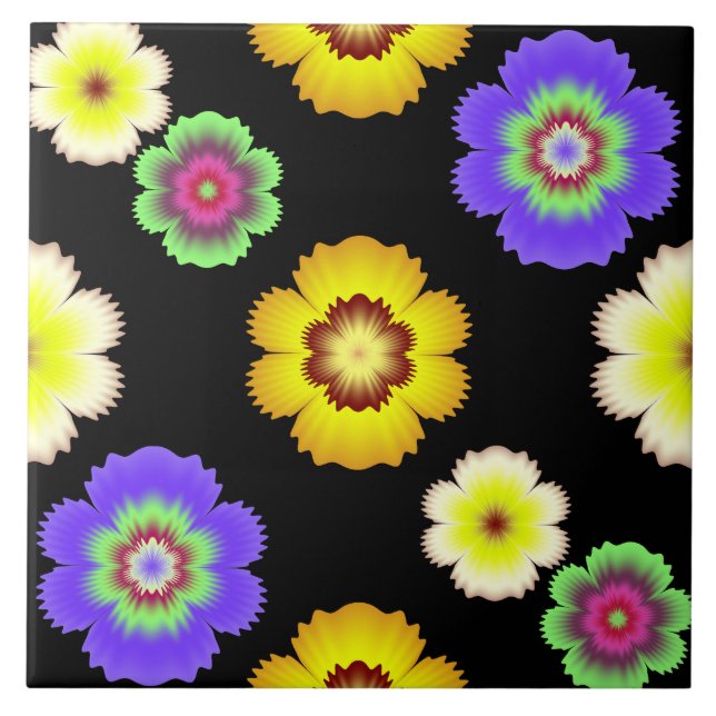 Colorful Fractal Art Flower Artistic Pattern Ceramic Tile (Front)