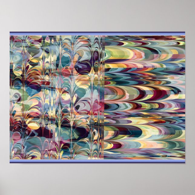 Colorful Fractal Ebru Pattern Poster (Front)