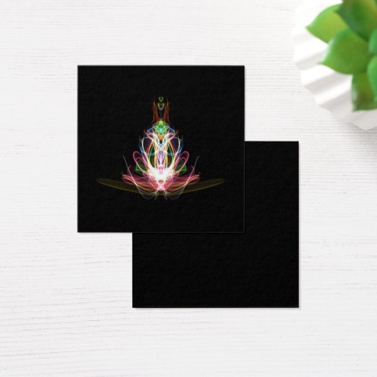 Colorful Fractal Flower Square Business Card (Desk)