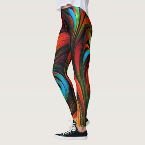 Colorful Fractal Flowers Leggings