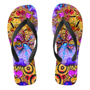 Colorful Fractal Hodgepodge Flip Flops