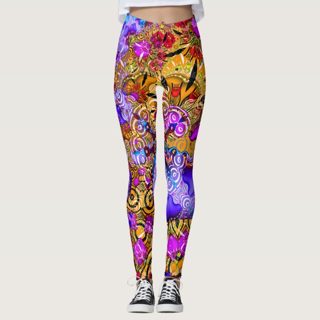 Colorful Fractal Hodgepodge Leggings (Front)