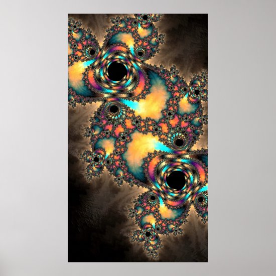 Colorful Fractal Koi Pond Whimsical Abstract Poster