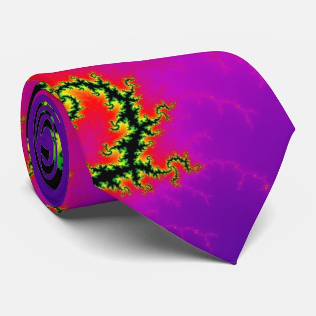 Colorful Fractal Lightning Strike Neck Tie (Rolled)