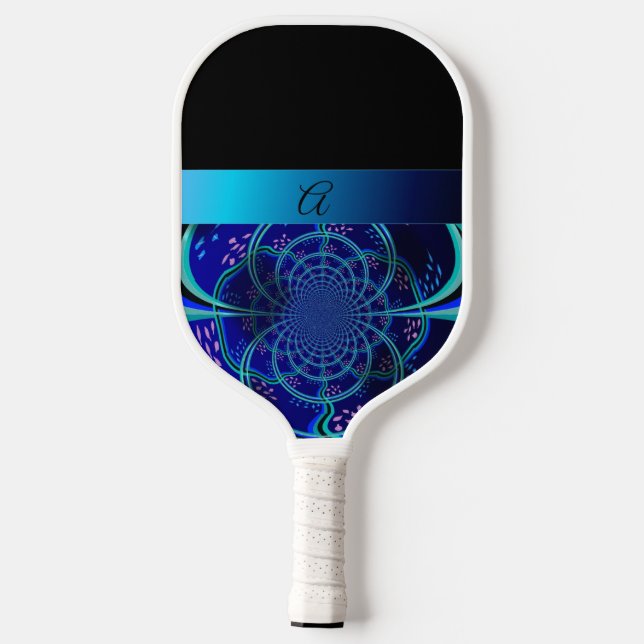 Colorful Fractal Monogram Pickleball Paddle (Back)