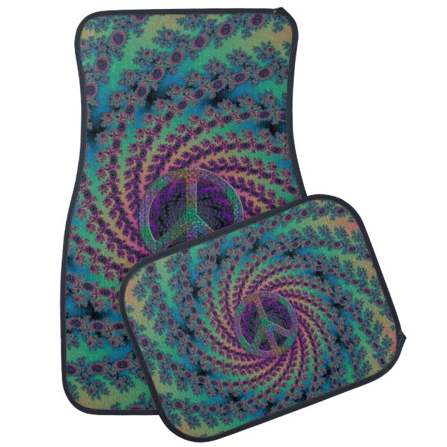 Colorful Fractal Peace Sign Car Floor Mats (Set)