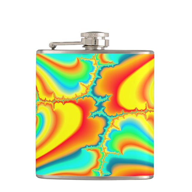 Colorful fractal psychedelic custom flask (Front)