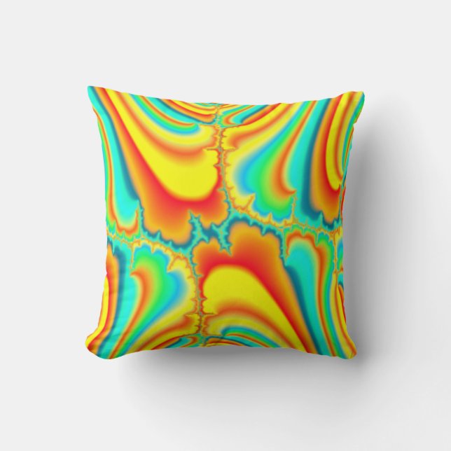 Colorful fractal psychedelic custom throw pillow (Front)