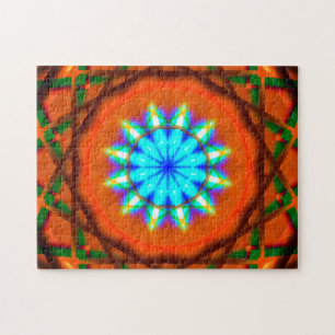 Colorful Fractal Stars Repetitive Mandala Jigsaw Puzzle