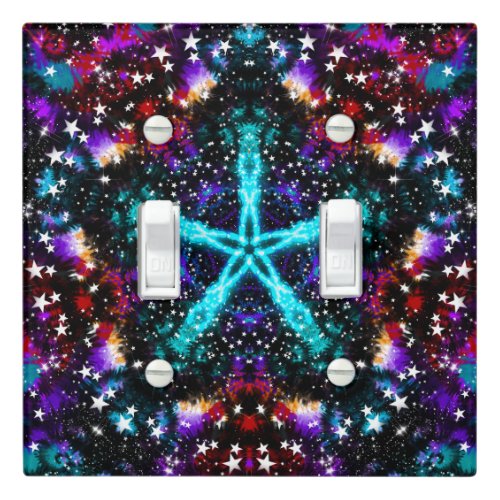 Colorful Fractal Stars Universe Mandala Star Light Switch Cover