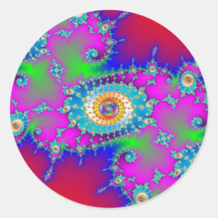 Colorful Fractal Swirls Classic Round Sticker