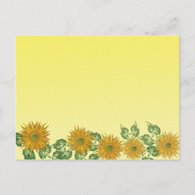 Colorful Fractal Yellow Flower Leaf Border Postcard (Front)
