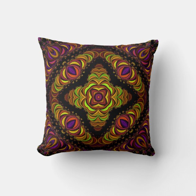 Colorful Fractascope 9 Throw Pillow (Front)