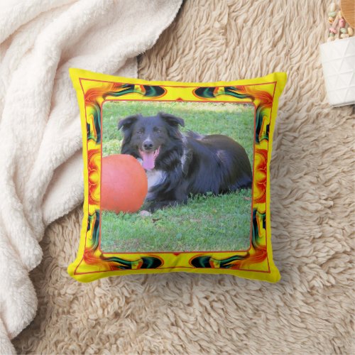 Colorful Frame Create Your Own Pet Photo  Throw Pillow