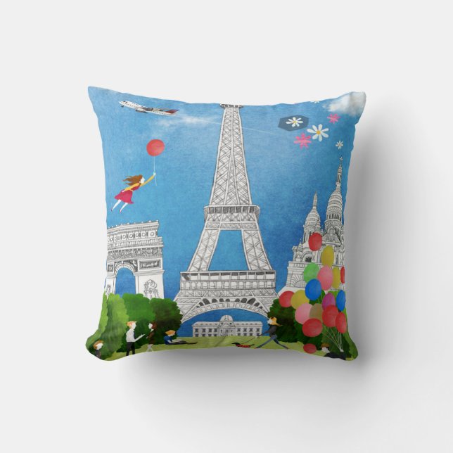 Colorful France Throw Pillow (Front)
