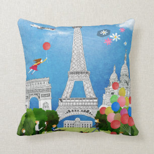 Colorful France Throw Pillow