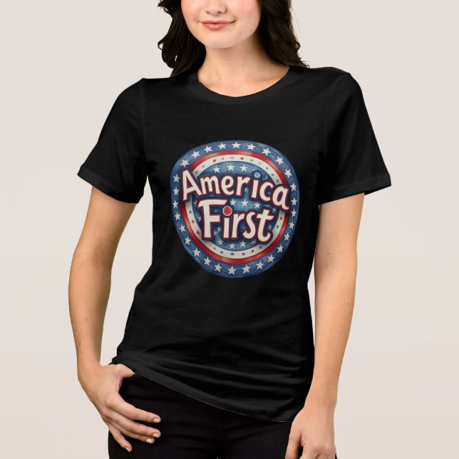 Colorful Freedom: America First Tri-Blend Shirt (Front)