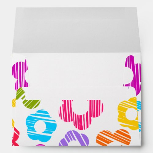 Colorful freehand drawn flowers envelope