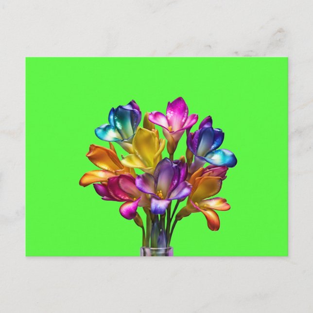 Colorful Freesia Floral Bouquet Postcard (Front)
