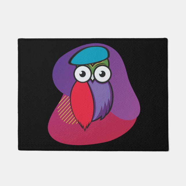 Colorful French Artist Owl Doormat (Front)