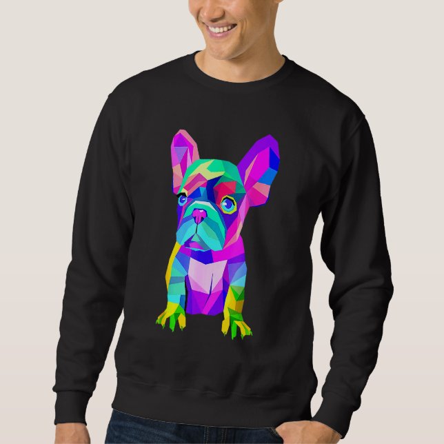 Colorful French Bull Dog  Dad Mom Boy Girl Sweatshirt (Front)
