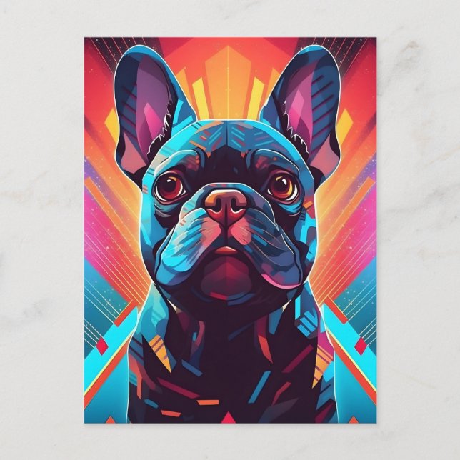 Colorful French Bulldog Art Postcard (Front)