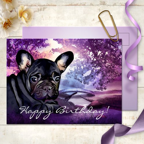 Colorful French Bulldog Birthday Postcard
