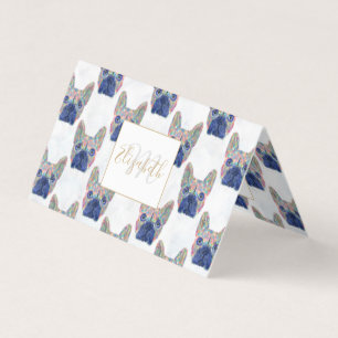 Colorful French Bulldog Brush Strokes Hand Paint Business Card