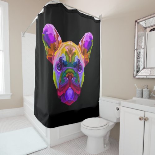 Colorful French Bulldog  Bulldog Lover Shower Curtain