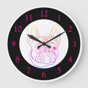 Colorful French Bulldog Large Clock