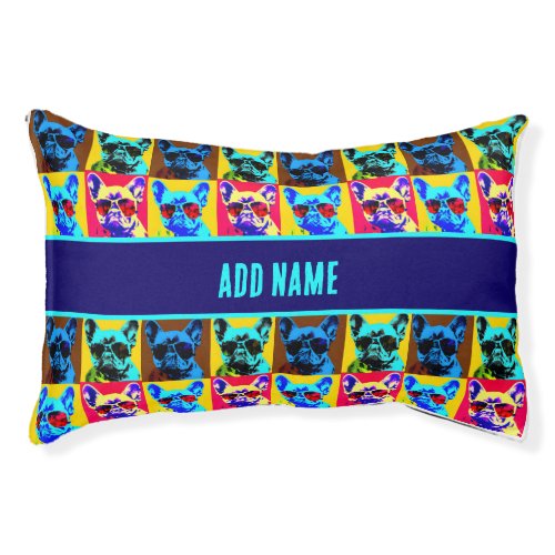 Colorful French Bulldog Painting Pop Art Style Pet Bed