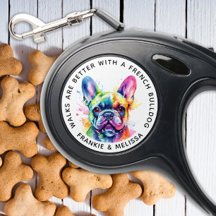 Colorful French Bulldog Personalized Cute Pet Dog Retractable Pet Leash
