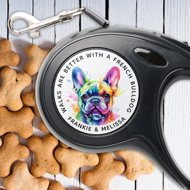 Colorful French Bulldog Personalized Cute Pet Dog  Retractable Pet Leash (Creator Uploaded)