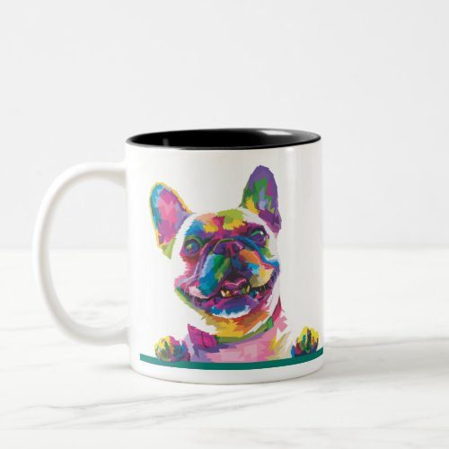 Colorful French bulldog Two_Tone Coffee Mug