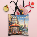 Colorful French Cafe Eifel Tower Paris France Tote Bag<br><div class="desc">Colorful French Cafe Eifel Tower Paris France Tote Bags features a colorful French cafe and architecture with the Eifel Tower in the background. Created by Evco Studio www.zazzle.com/store/evcostudio</div>