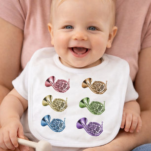 Colorful French Horn Pop Art Brass Baby Bib