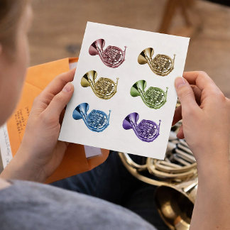 Colorful French Horn Pop Art Musician Postcard