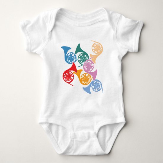 Colorful French Horns Baby Bodysuit