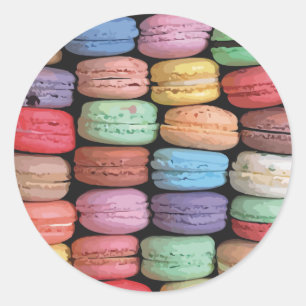 Colorful French Macaron Pattern Classic Round Sticker