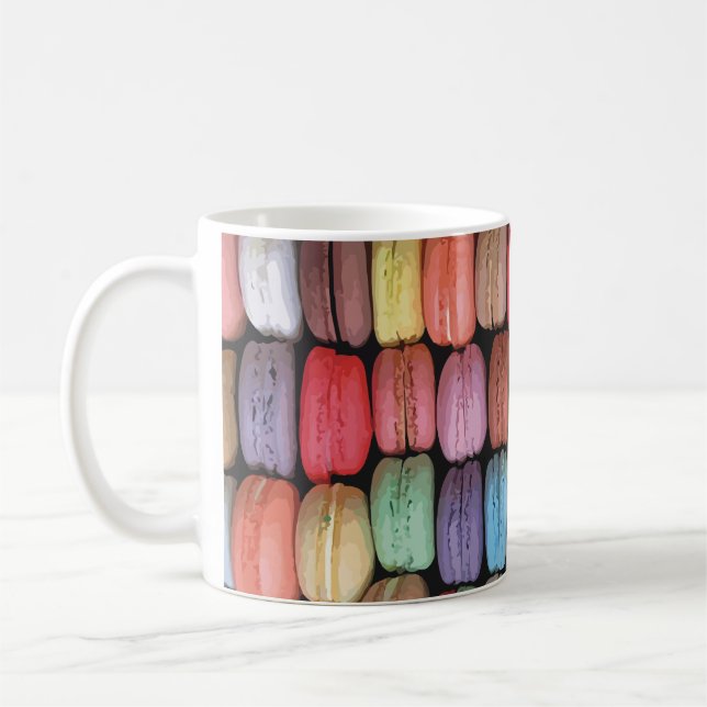 Colorful French Macaron Pattern Coffee Mug (Left)
