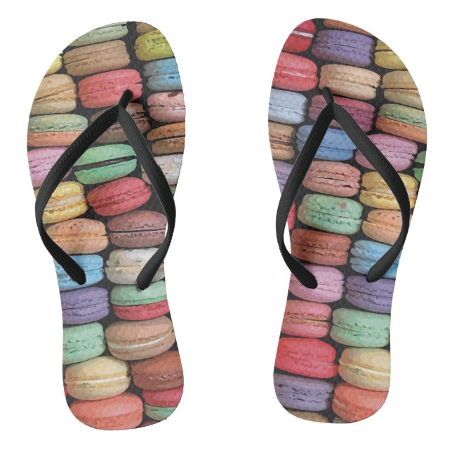 Colorful French Macaron Pattern Flip Flops (Footbed)