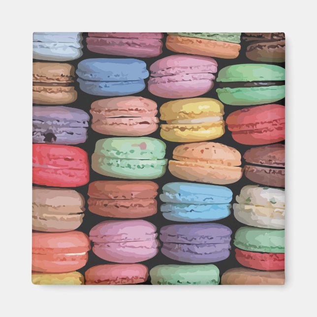 Colorful French Macaron Pattern Magnet (Front)