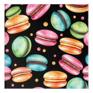 Colorful French Macaron Watercolor Pattern Acrylic Print