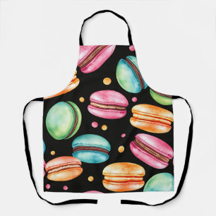 Colorful French Macaron Watercolor Pattern Apron