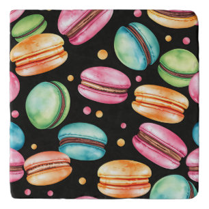 Colorful French Macaron Watercolor Pattern Trivet