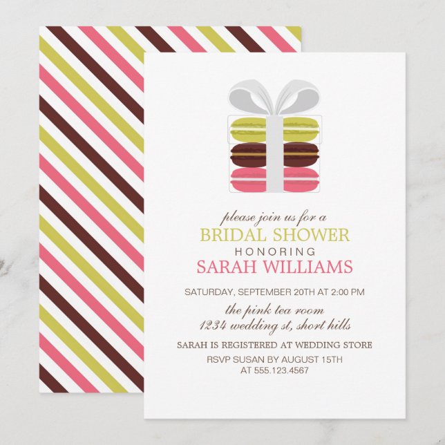 Colorful French Macarons Invitation (Front/Back)