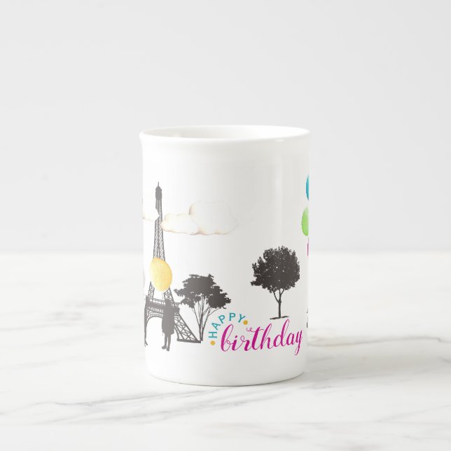 Colorful French Macarons Kids Playing Birthday Bone China Mug (Front)