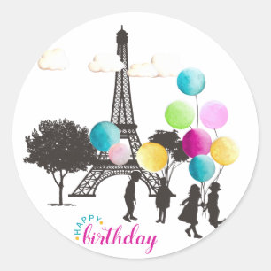 Colorful French Macarons Kids Playing Birthday Classic Round Sticker