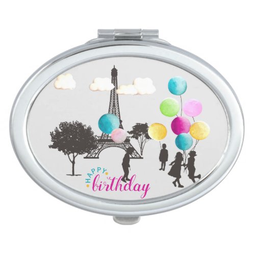 Colorful French Macarons Kids Playing Birthday Compact Mirror